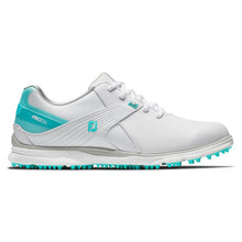 Load image into Gallery viewer, FootJoy Women&#39;s Pro SL Spikeless Shoes - White/Aqua #98117C
