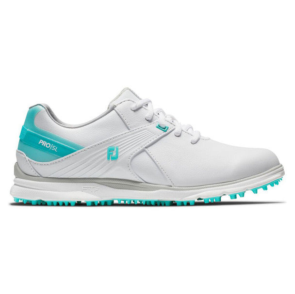 FootJoy Women's Pro SL Spikeless Shoes - White/Aqua #98117C