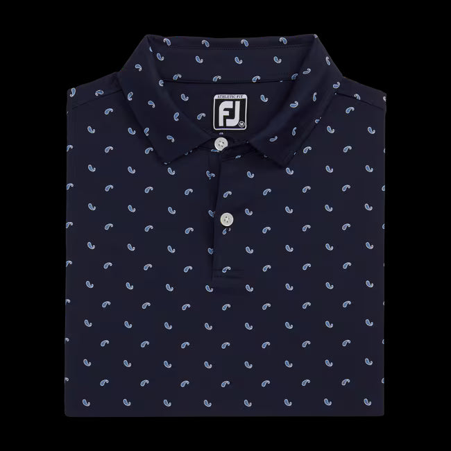 Footjoy Paisley Print Lisle Self Collar Polo #30271