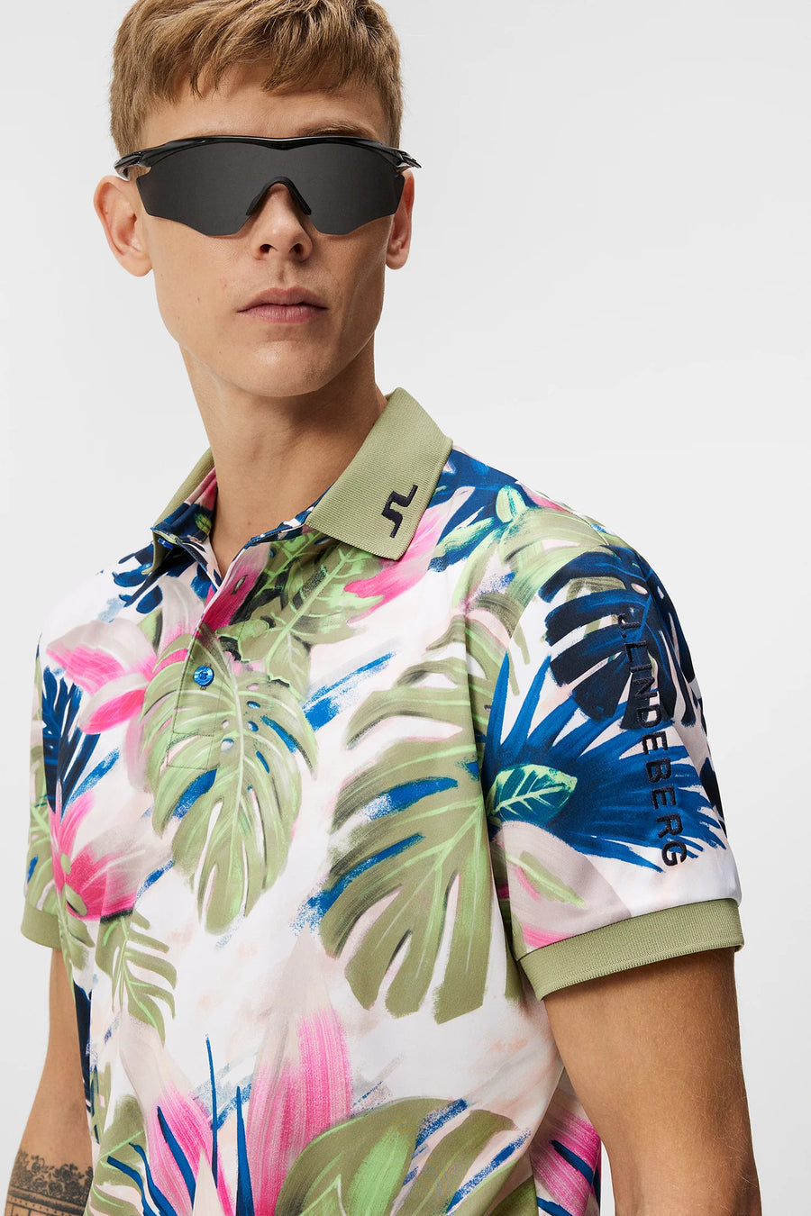 J.Lindeberg Men's Polo 9167 Tour Tech Print Reg Fit
